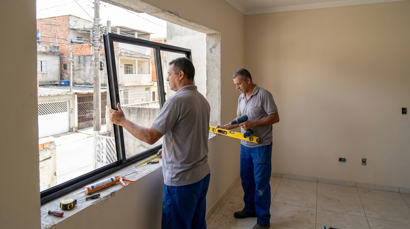 Esquadria de alumínio com vista para rua em Jundiaí-SP
